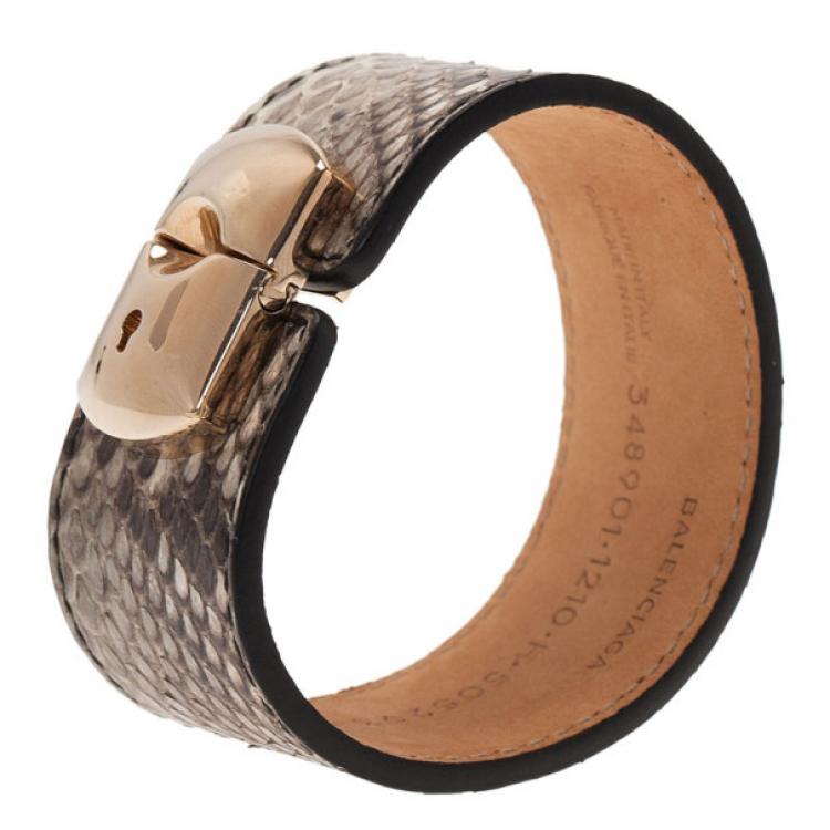 Pre Owned Balenciaga Python Padlock Bracelet 18CM