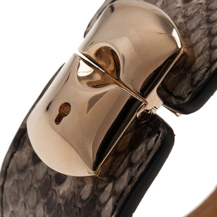 Pre Owned Balenciaga Python Padlock Bracelet 18CM