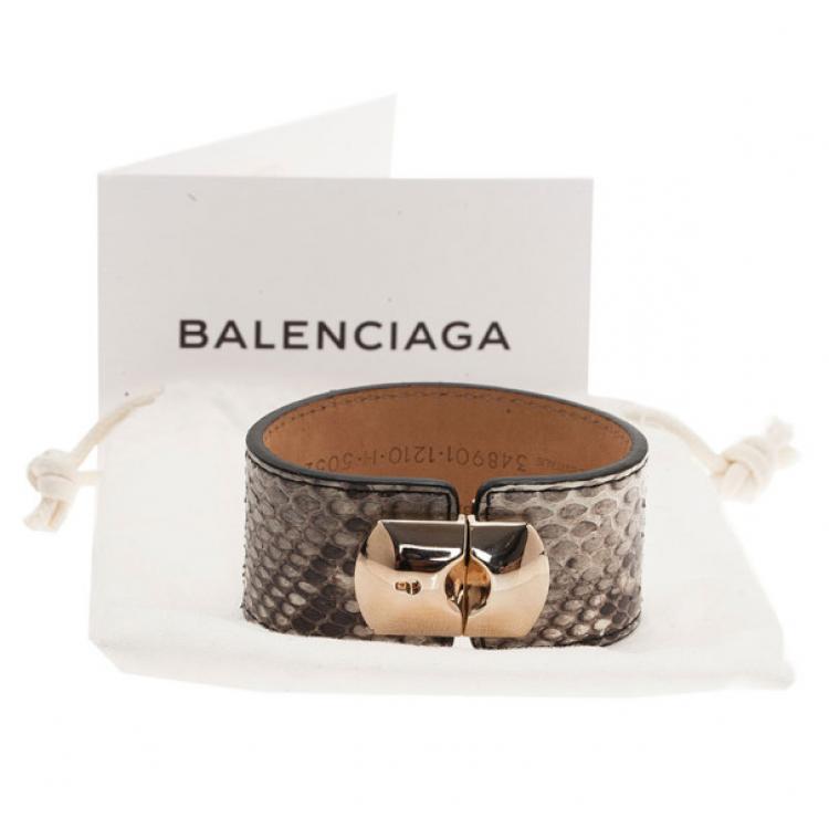 Pre Owned Balenciaga Python Padlock Bracelet 18CM