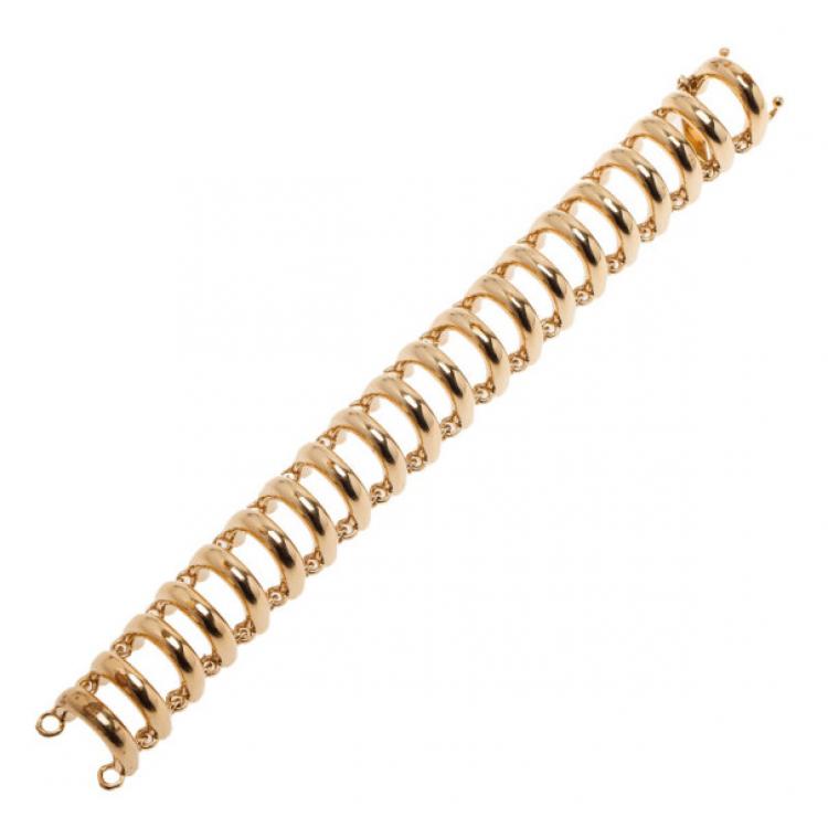 Pre Owned Balenciaga Gold-Tone Chain Track Bracelet 18CM