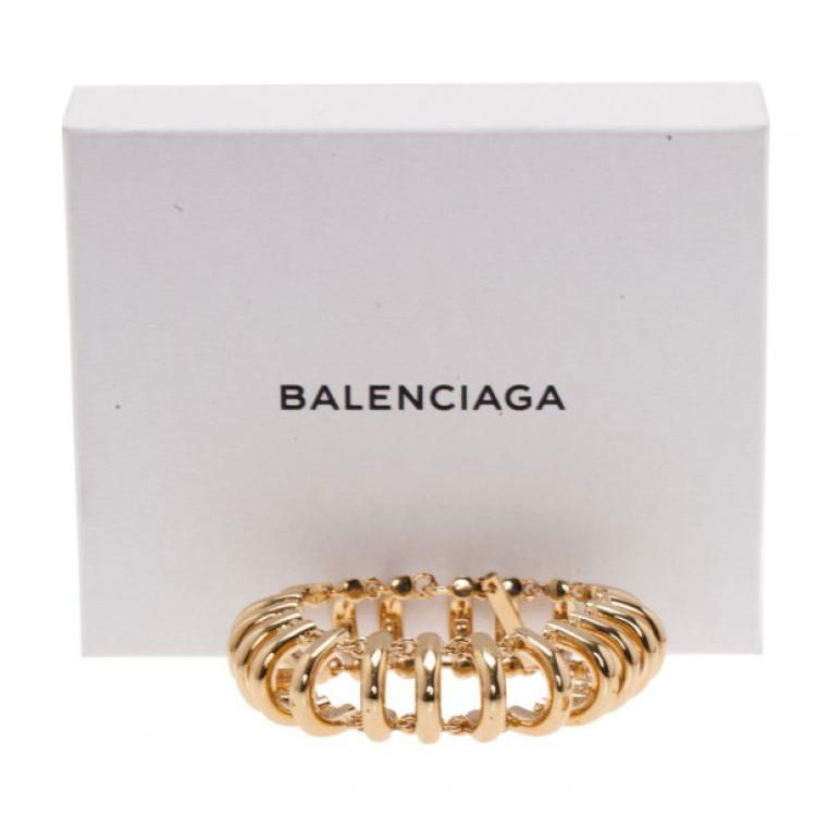 Pre Owned Balenciaga Gold-Tone Chain Track Bracelet 18CM