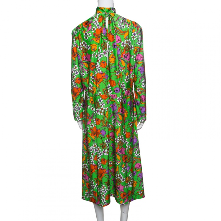 مملوكة مسبقًا Balenciaga Floral Printed Jersey Slit Detail Long Sleeve Strangled Tunic S