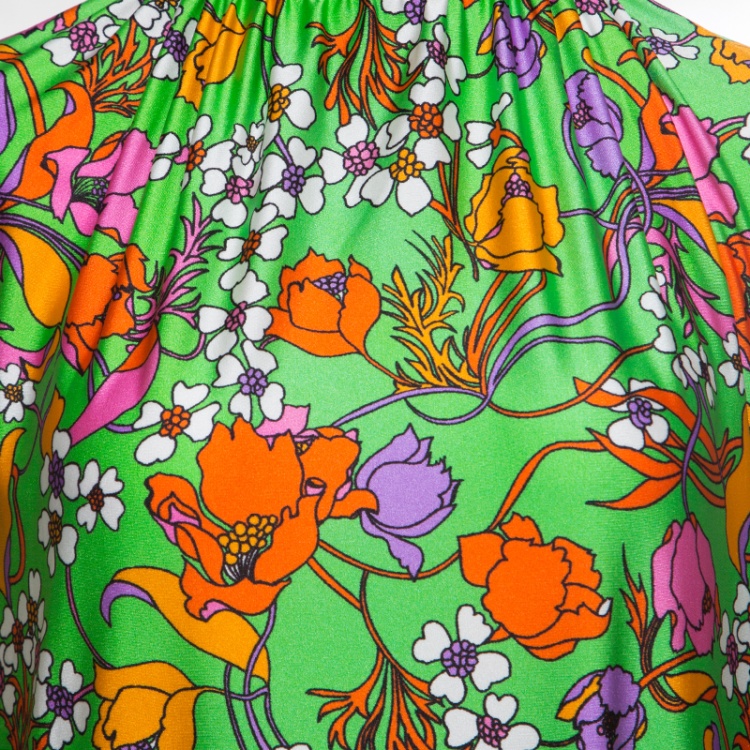 مملوكة مسبقًا Balenciaga Floral Printed Jersey Slit Detail Long Sleeve Strangled Tunic S