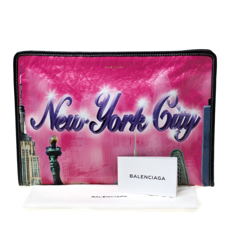 Pre Owned Balenciaga Multicoclor Leather Bazar NYC City Arena Clutch
