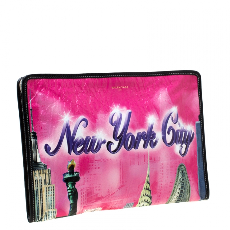 Pre Owned Balenciaga Multicoclor Leather Bazar NYC City Arena Clutch