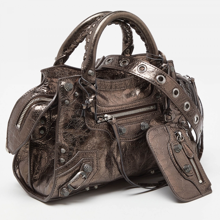 Pre Owned Balenciaga Metallic Leather XS Neo Cagole Bag
