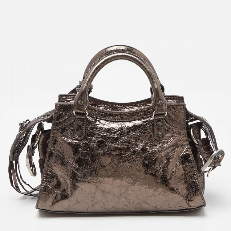 Pre Owned Balenciaga Metallic Leather XS Neo Cagole Bag