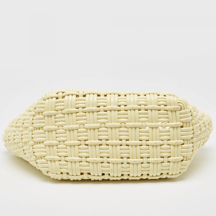 Pre Owned Balenciaga Cream Woven Faux Leather XS Bistro Basket Bag