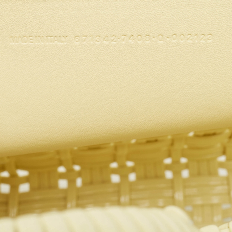 Pre Owned Balenciaga Cream Woven Faux Leather XS Bistro Basket Bag