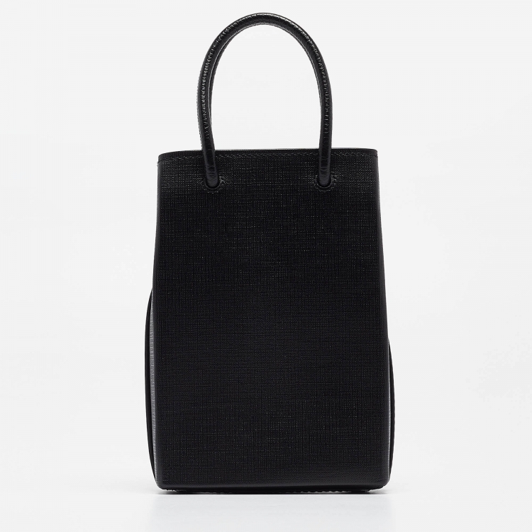 Pre Owned Balenciaga Black Leather Phone Holder Crossbody Bag