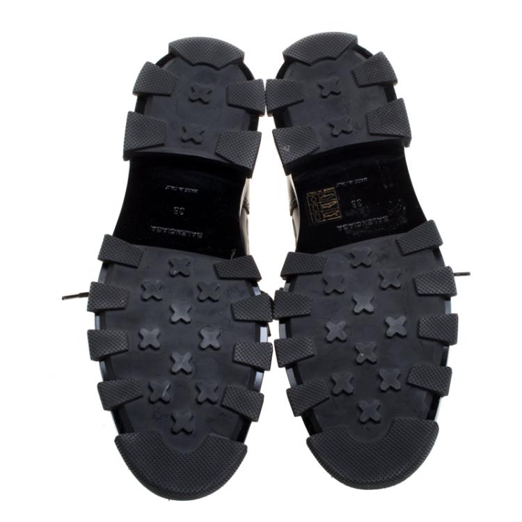 Pre Owned Balenciaga Black Leather Topstitch Platform Derby Size 38