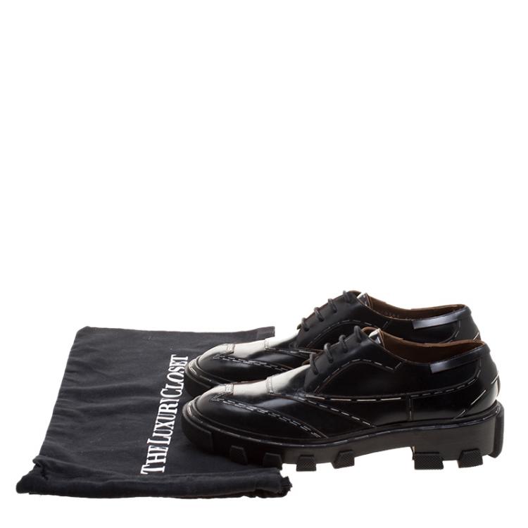 Pre Owned Balenciaga Black Leather Topstitch Platform Derby Size 40