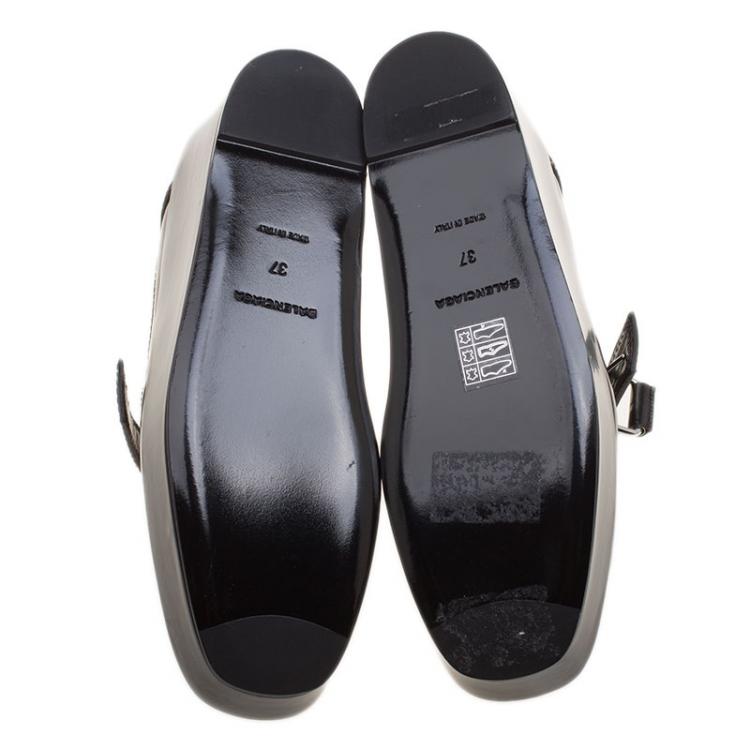 Pre Owned Balenciaga Black Patent Leather Monk Strap Platform Loafers Size 37