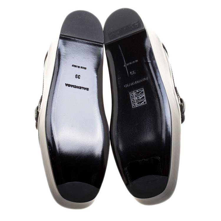 Pre Owned Balenciaga Black Patent Leather Monk Strap Platform Loafers Size 39