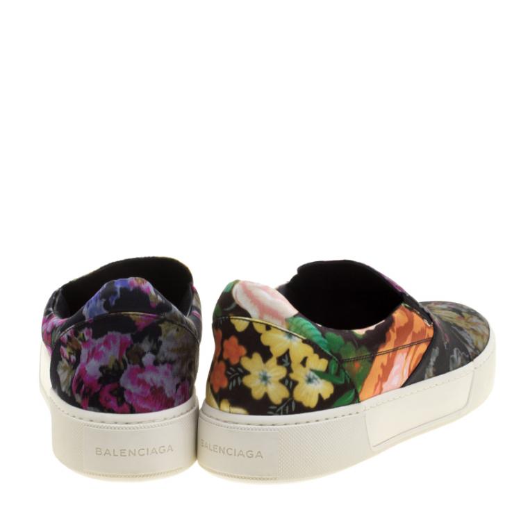 Pre Owned Balenciaga Multicolor Floral Printed Fabric Slip On Sneakers Size 40