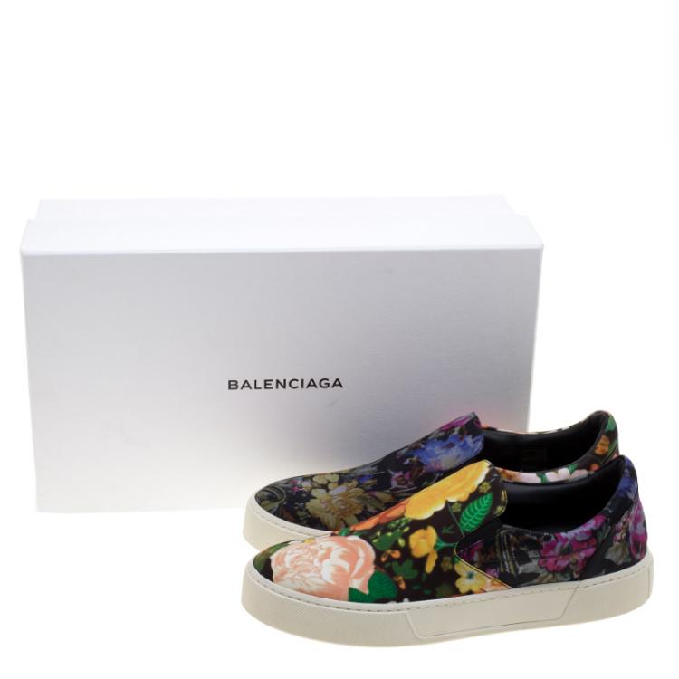Pre Owned Balenciaga Multicolor Floral Printed Fabric Slip On Sneakers Size 40