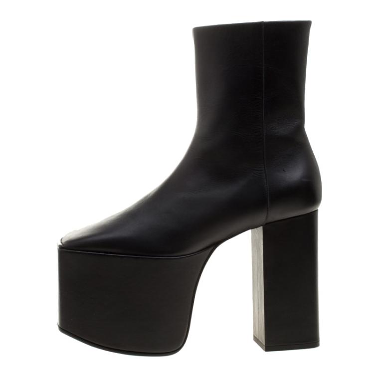 Balenciaga Black Leather Block Heel 