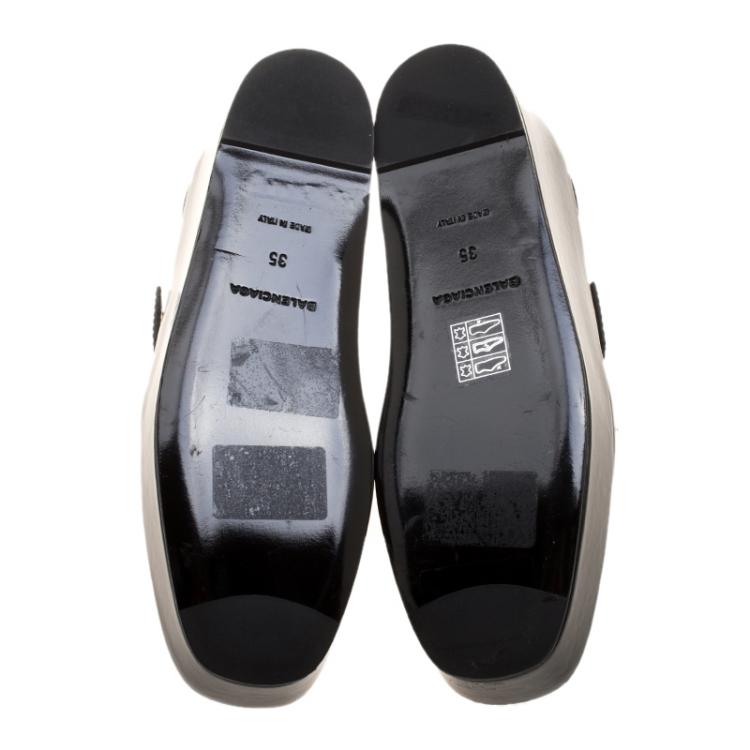 Pre Owned Balenciaga Black Patent Leather Monk Strap Platform Loafers Size 35
