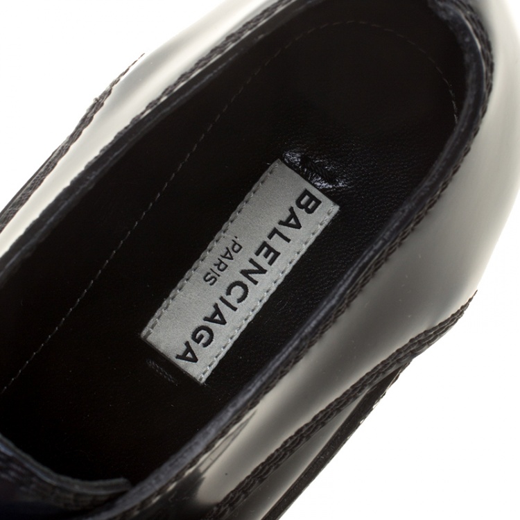 Pre Owned Balenciaga Oxford Blue Leather Monk Strap Platform Loafers Size 36