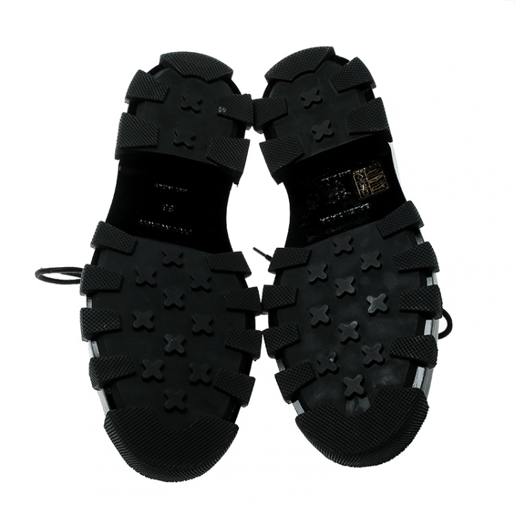 Pre Owned Balenciaga Black Leather Topstitch Platform Derby Size 36
