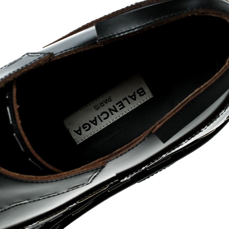 Pre Owned Balenciaga Black Leather Topstitch Platform Derby Size 36