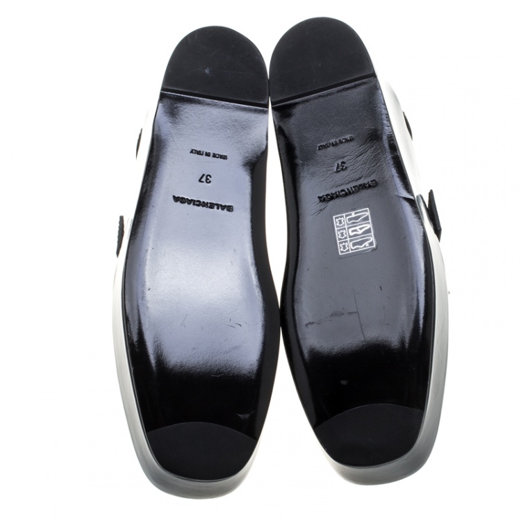 Pre Owned Balenciaga Blue Patent Leather Monk Strap Platform Loafers Size 37