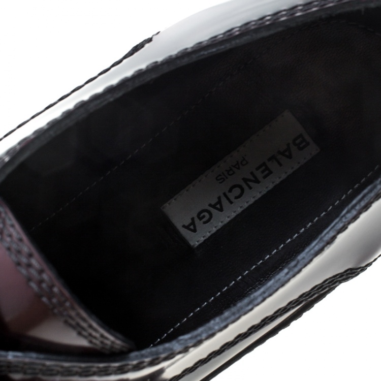 Pre Owned Balenciaga Burgundy Patent Leather Monk Strap Platform Loafers Size 39