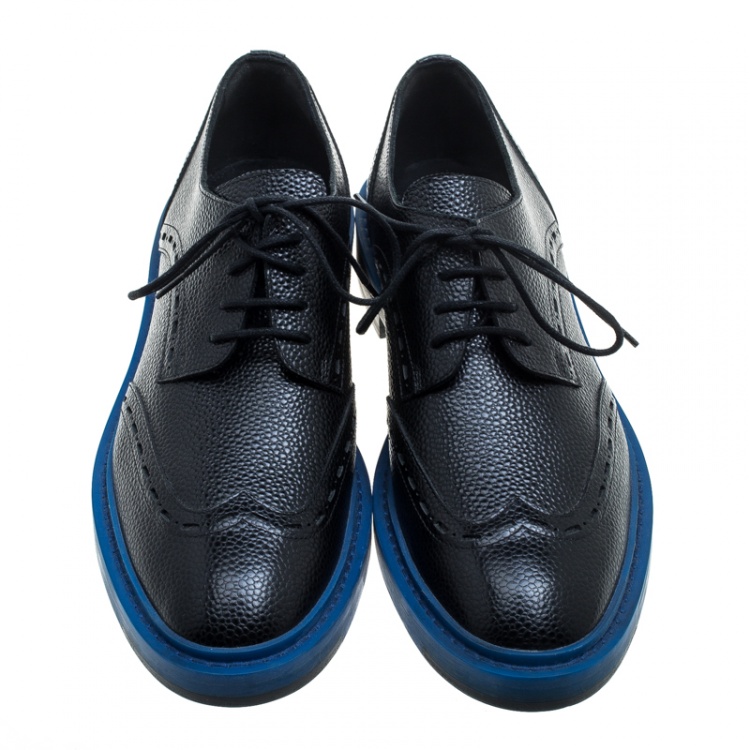 Pre Owned Balenciaga Two Tone Leather Lace Up Oxfords Size 41