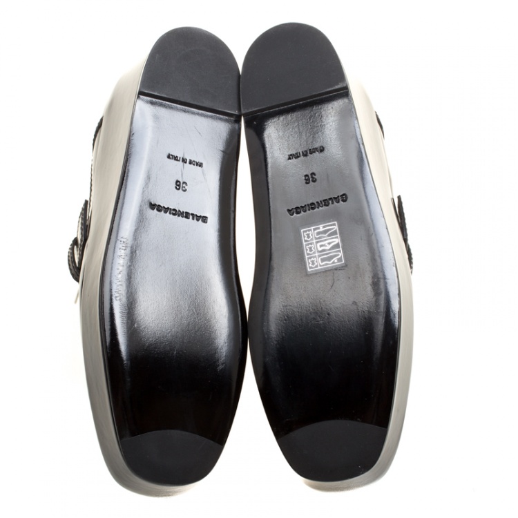 Pre Owned Balenciaga Black Patent Leather Monk Strap Platform Loafers Size 36