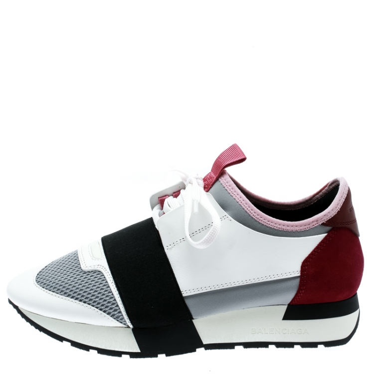 Pre Owned Balenciaga Multicolor Leather and Suede Race Runner Sneakers Size 37 