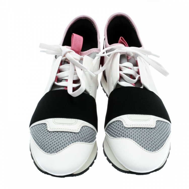 Pre Owned Balenciaga Multicolor Leather and Suede Race Runner Sneakers Size 37 