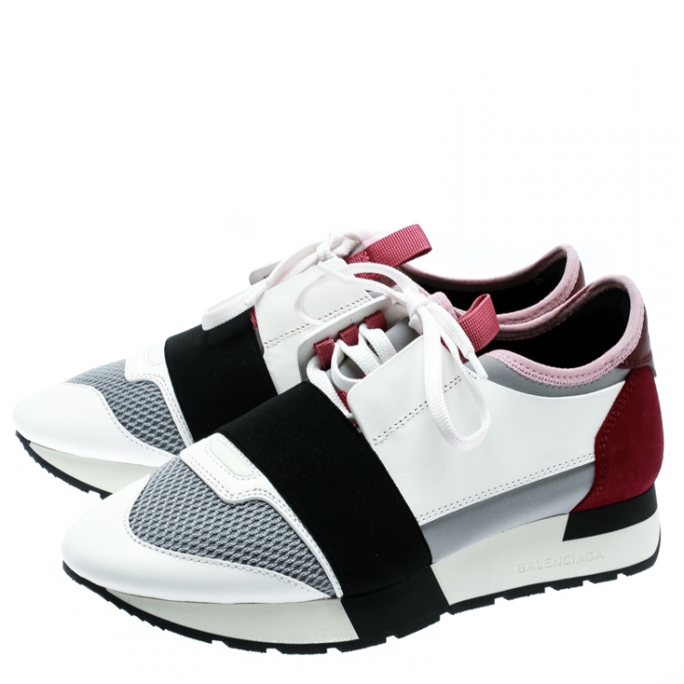 Pre Owned Balenciaga Multicolor Leather and Suede Race Runner Sneakers Size 37 