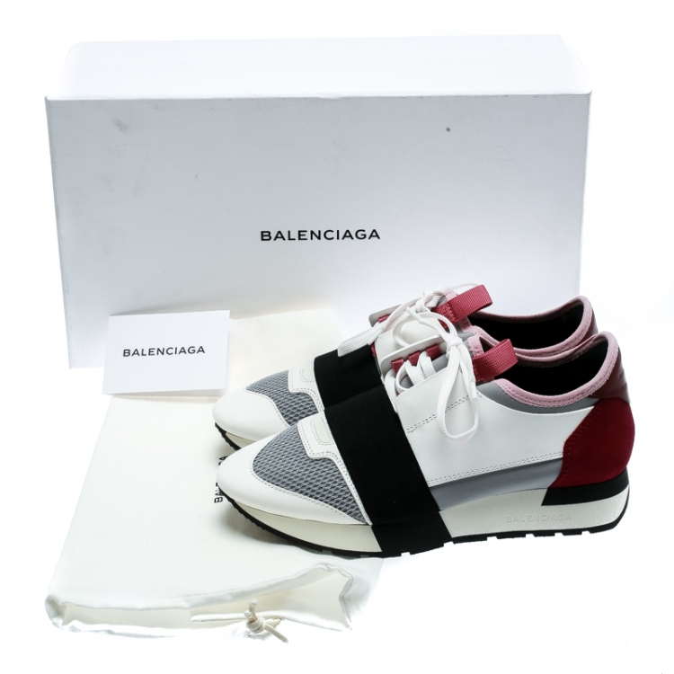 Pre Owned Balenciaga Multicolor Leather and Suede Race Runner Sneakers Size 37 