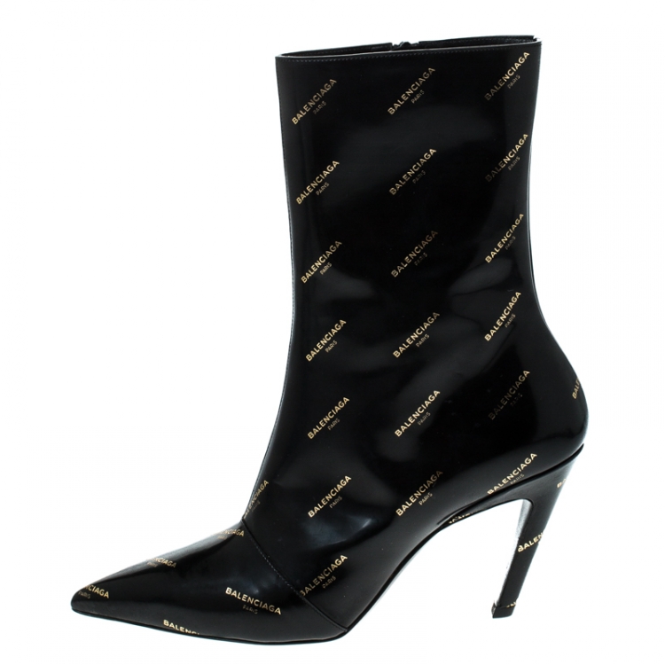 Womens Balenciaga Black Leather Ankle Boots  DANYOUNGUK