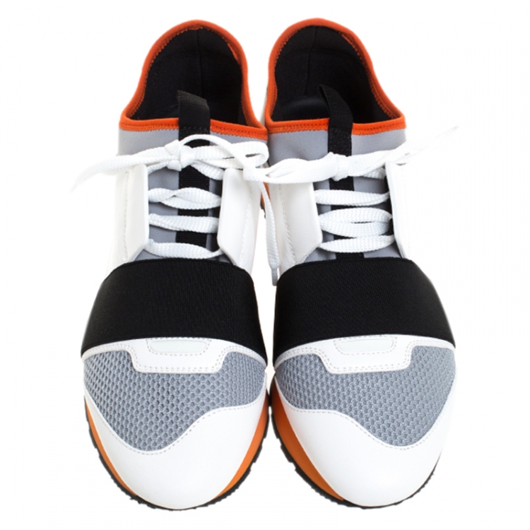 Pre Owned Balenciaga Multicolor Suede Leather And Mesh Fabric Race Runner Lace Up Sneakers Size 39