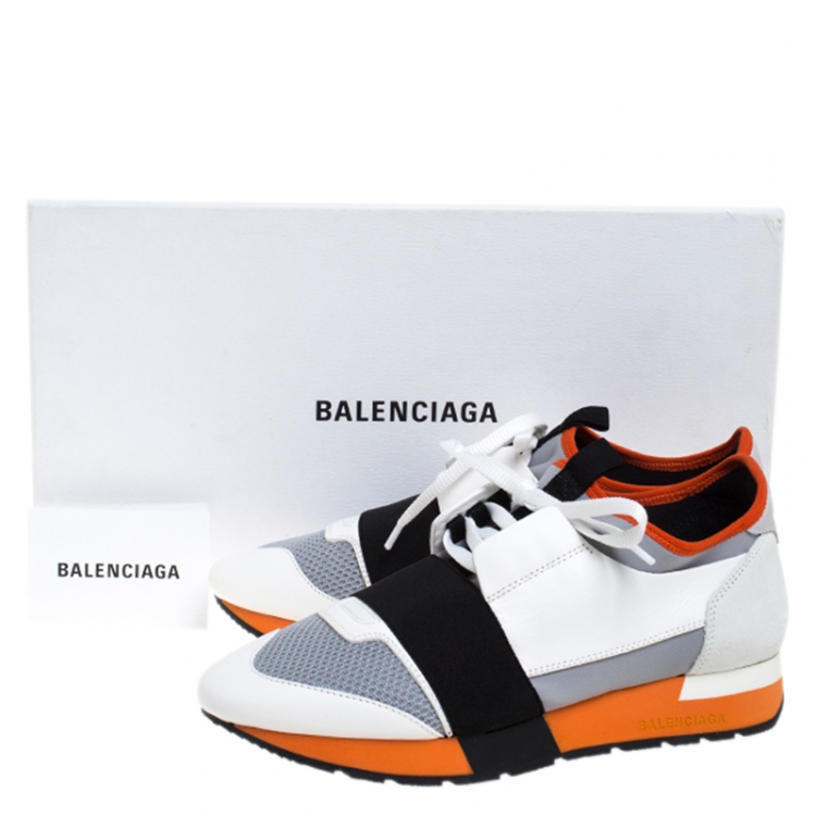 Pre Owned Balenciaga Multicolor Suede Leather And Mesh Fabric Race Runner Lace Up Sneakers Size 39