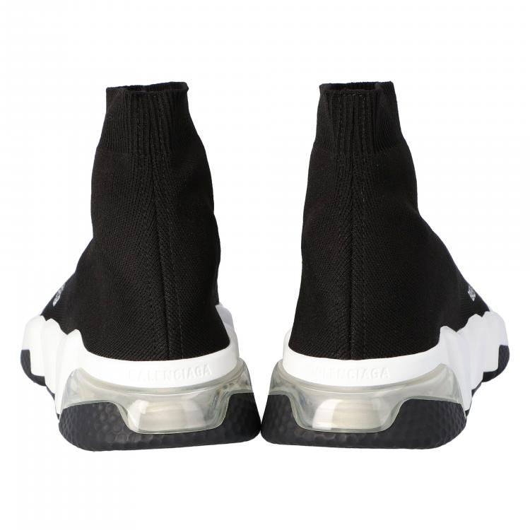Pre Owned Balenciaga Black Knit Speed Clear Sole Sneakers Size 38