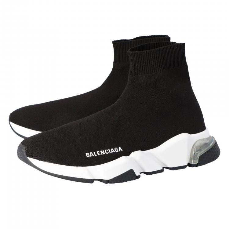 Pre Owned Balenciaga Black Knit Speed Clear Sole Sneakers Size 38