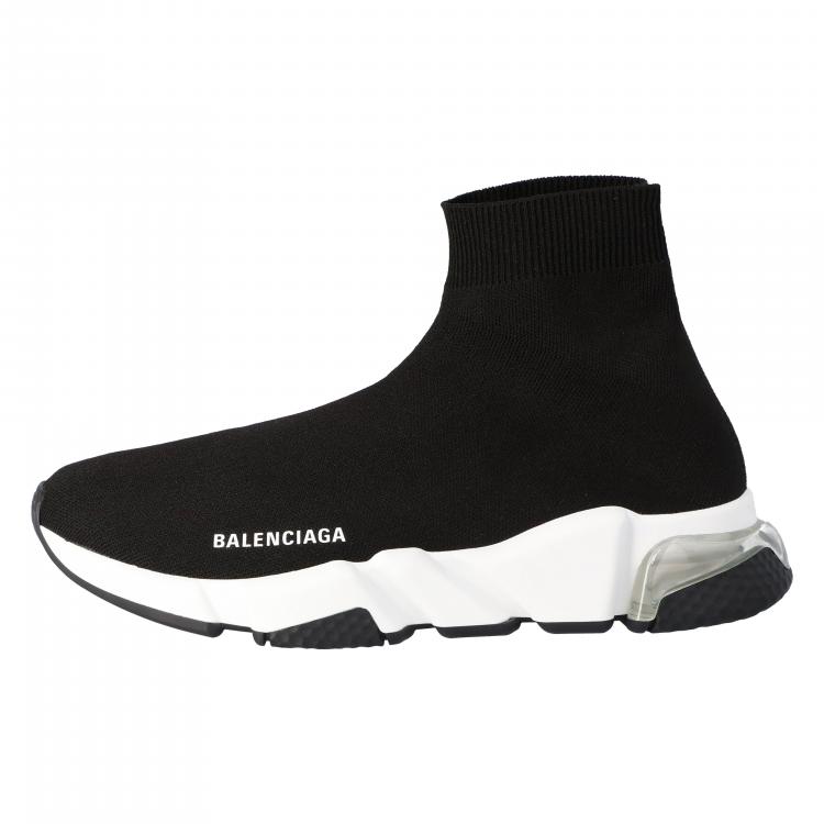 Pre Owned Balenciaga Black Knit Speed Clear Sole Sneakers Size 39