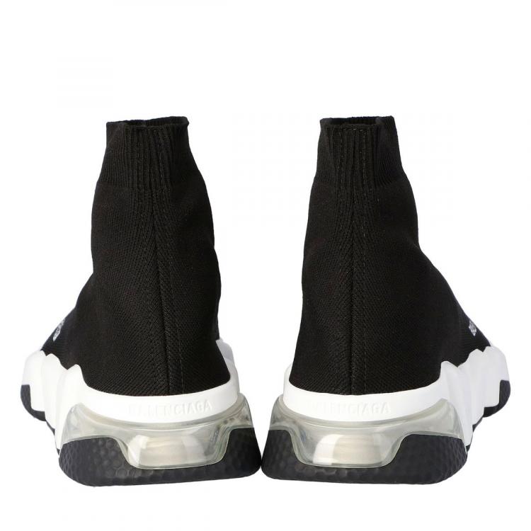 Pre Owned Balenciaga Black Knit Speed Clear Sole Sneakers Size 38