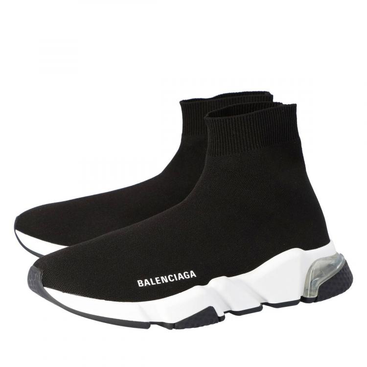 Pre Owned Balenciaga Black Knit Speed Clear Sole Sneakers Size 38