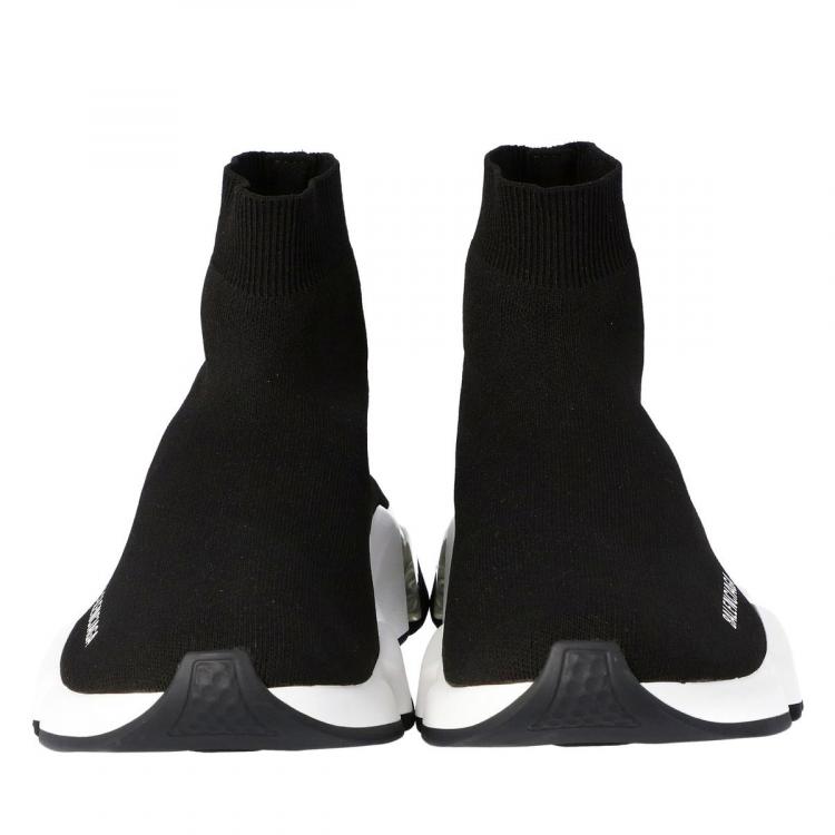 Pre Owned Balenciaga Black Knit Speed Clear Sole Sneakers Size 38