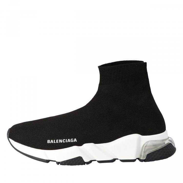 Pre Owned Balenciaga Black Knit Speed Clear Sole Sneakers Size 38