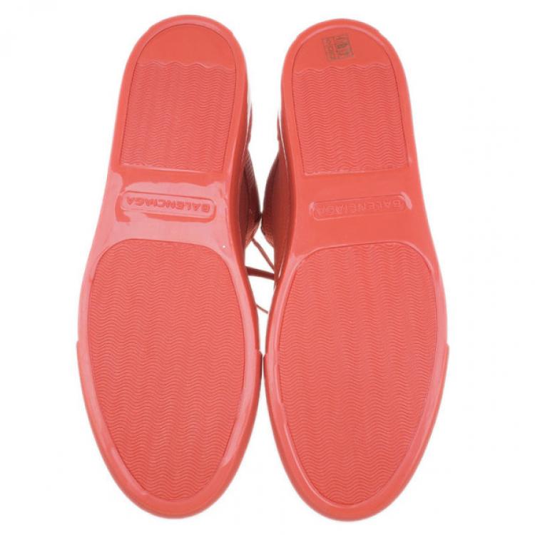 Pre Owned Balenciaga Red Perforated High Top Sneakers Size 45