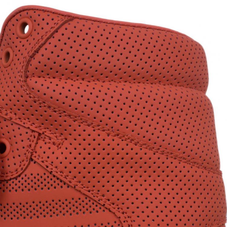 Pre Owned Balenciaga Red Perforated High Top Sneakers Size 45