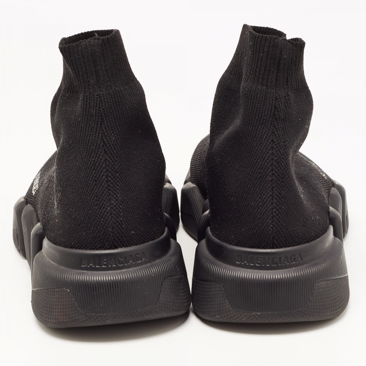 Pre Owned Balenciaga Black Knit Fabric Speed Trainer Sneakers Size 38