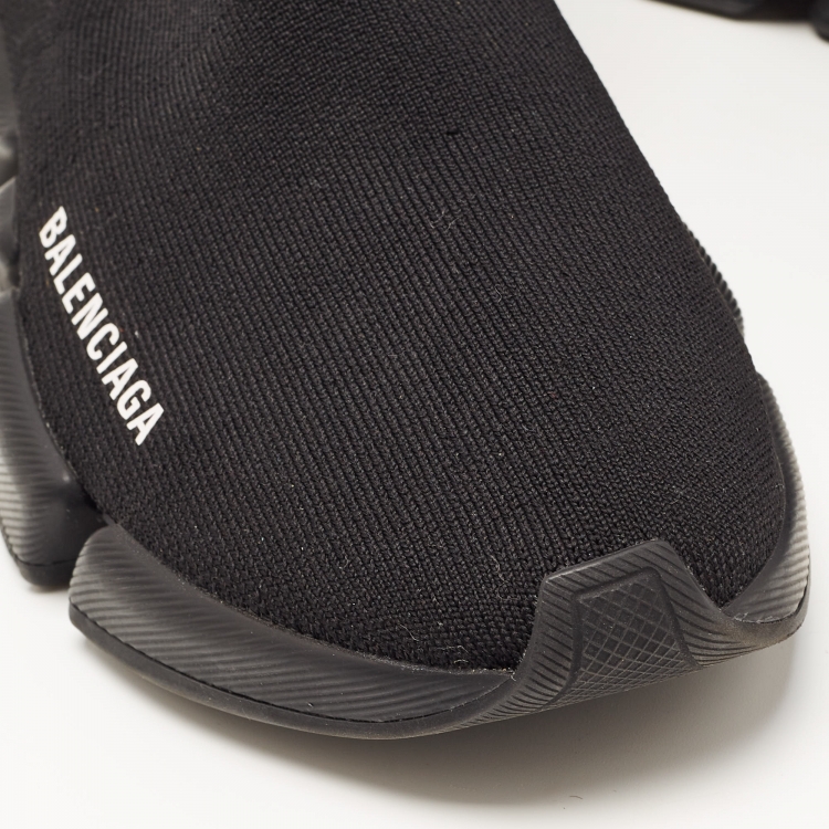Pre Owned Balenciaga Black Knit Fabric Speed Trainer Sneakers Size 38