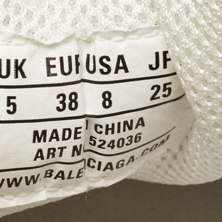 Pre Owned Balenciaga White/Grey Nubuck and Mesh Triple S Sneakers Size 38