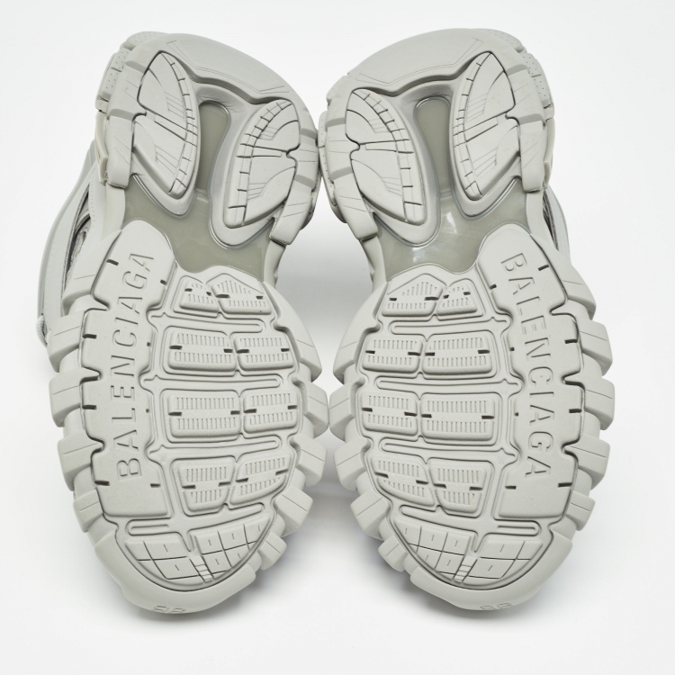 Pre Owned Balenciaga Grey Faux Leather Track  Sneakers Size 39