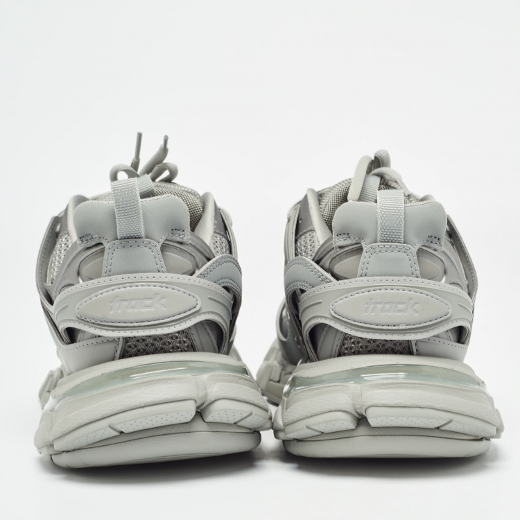 Pre Owned Balenciaga Grey Faux Leather Track  Sneakers Size 39